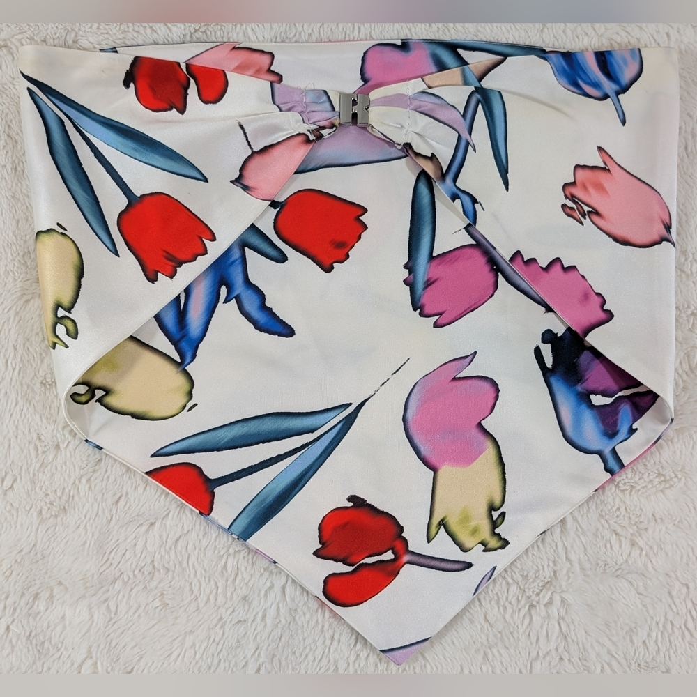 Strapless, Floral-Print, Triangle Bandana-Scarf Style Top - Picture 3 of 6